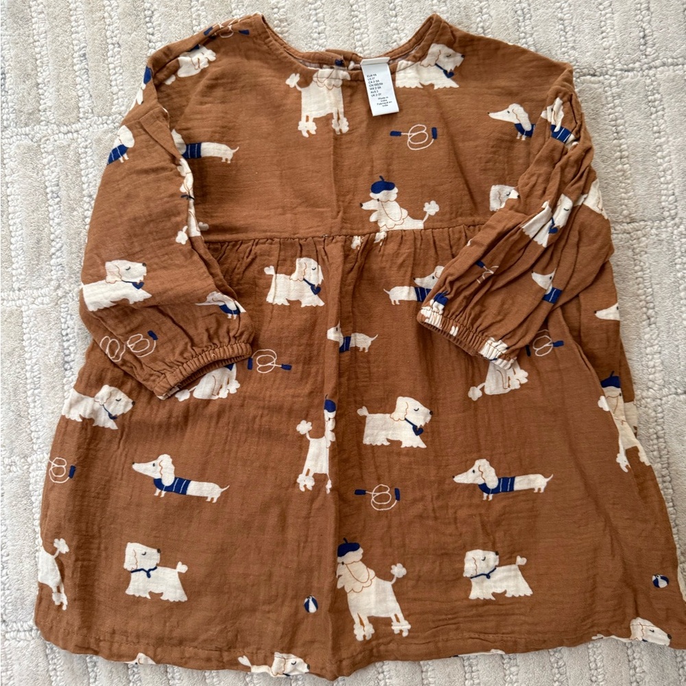 Brown Dress with Dog Print